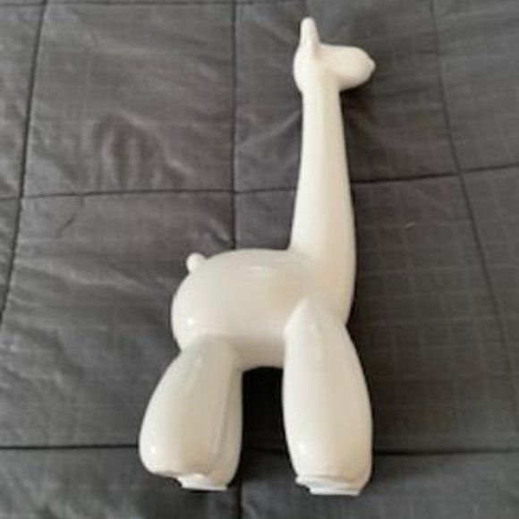 Ceramic 13 Inch White Giraffe Balloon Animal - Picture 2 of 8